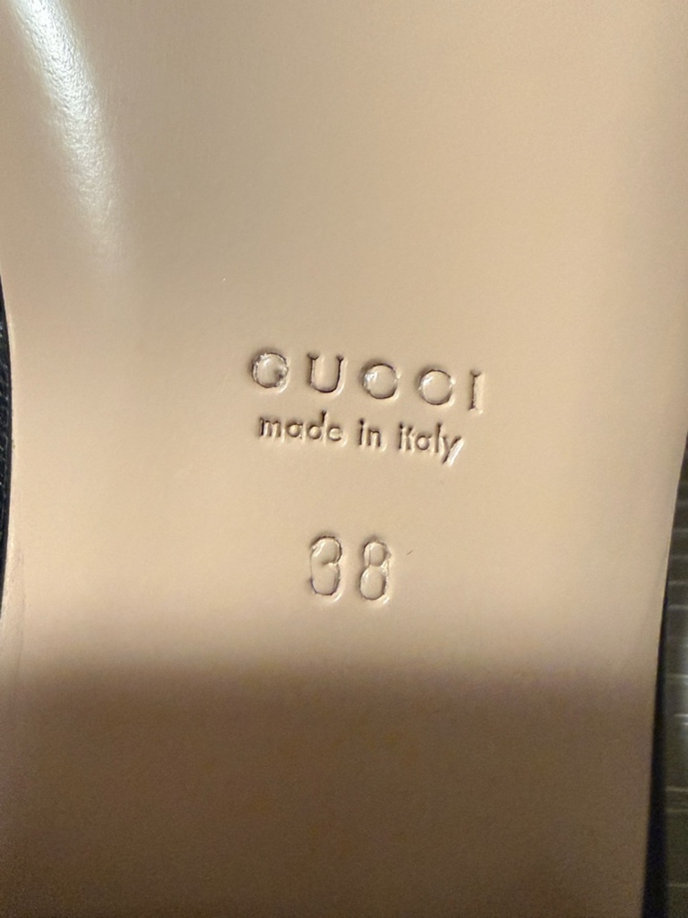 Gucci Cream & Black GG Logo Leather Slide Mules with Gold Double G - Picture 12 of 17